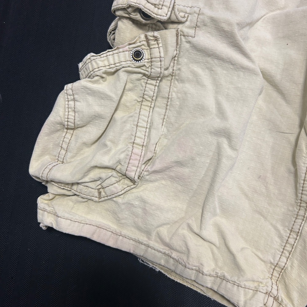 American Eagle Longboard Cargo Shorts Mens 32 Khaki Tan Ripstop Y2K Cotton - Picture 7 of 10